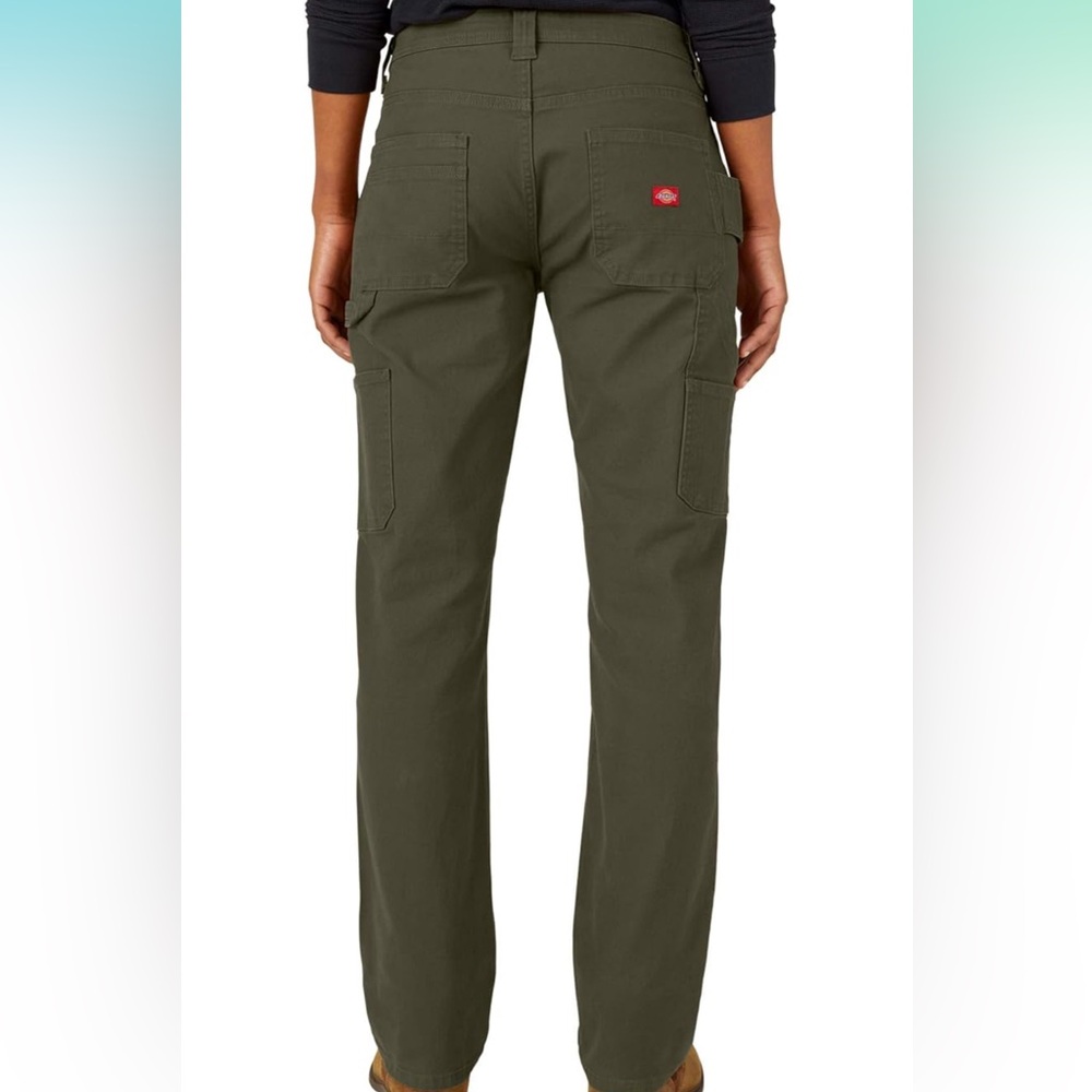 Dickies Women's Relaxed Straight Carpenter Duck Pant - Moss Green - Picture 3 of 6